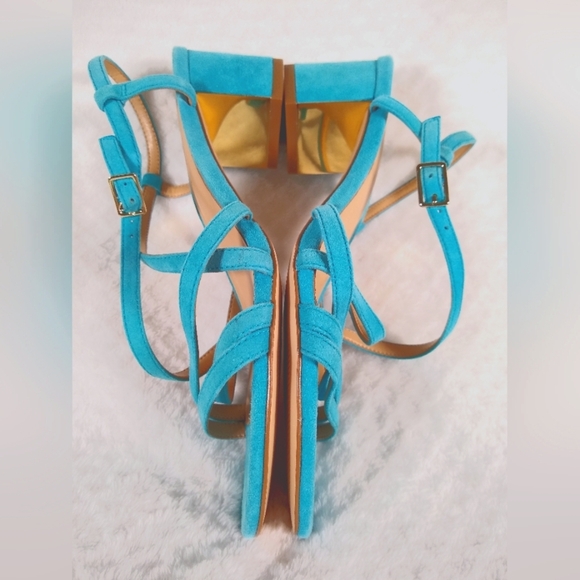 Talbots Blue Strappy Sandals with Low Block Heel - Picture 6 of 9
